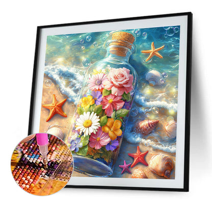 Flower Drift Bottle - Full Round Drill Diamond Painting 40*40CM