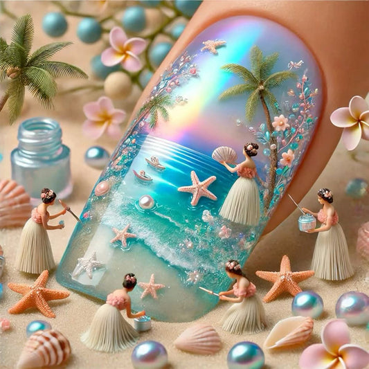Summer Style Nail Art - Full Round Drill Diamond Painting 40*40CM
