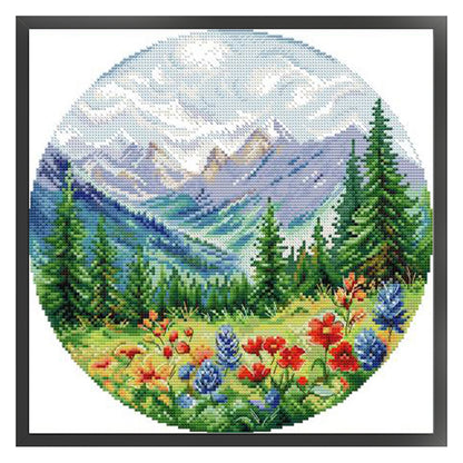 Circular Four Seasons-Spring - 14CT Stamped Cross Stitch 33*33CM(Joy Sunday)