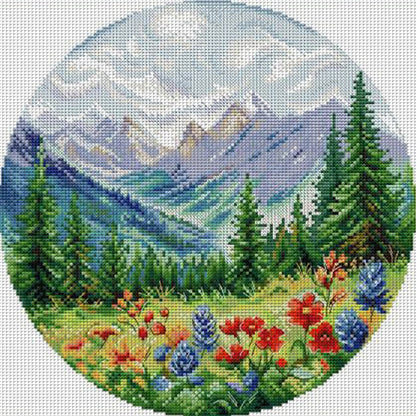 Circular Four Seasons-Spring - 14CT Stamped Cross Stitch 33*33CM(Joy Sunday)