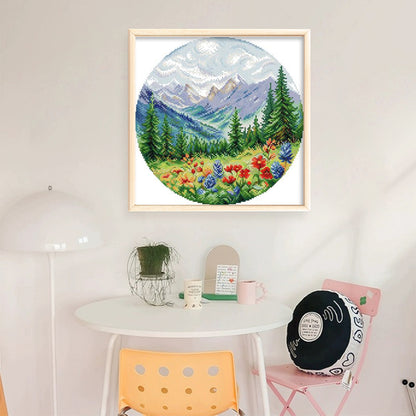 Circular Four Seasons-Spring - 14CT Stamped Cross Stitch 33*33CM(Joy Sunday)