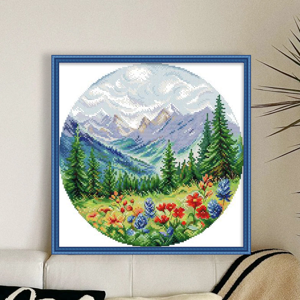 Circular Four Seasons-Spring - 14CT Stamped Cross Stitch 33*33CM(Joy Sunday)