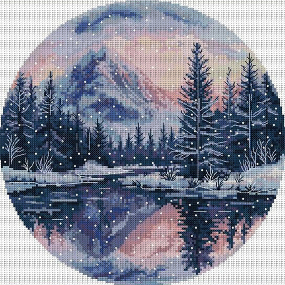 Circular Four Seasons-Winter - 14CT Stamped Cross Stitch 33*33CM(Joy Sunday)