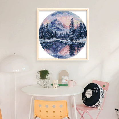 Circular Four Seasons-Winter - 14CT Stamped Cross Stitch 33*33CM(Joy Sunday)
