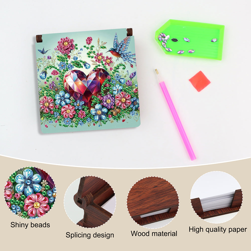 Wood Animals Diamond Art Note Box with 160 Sheets of Paper for Adults Beginners
