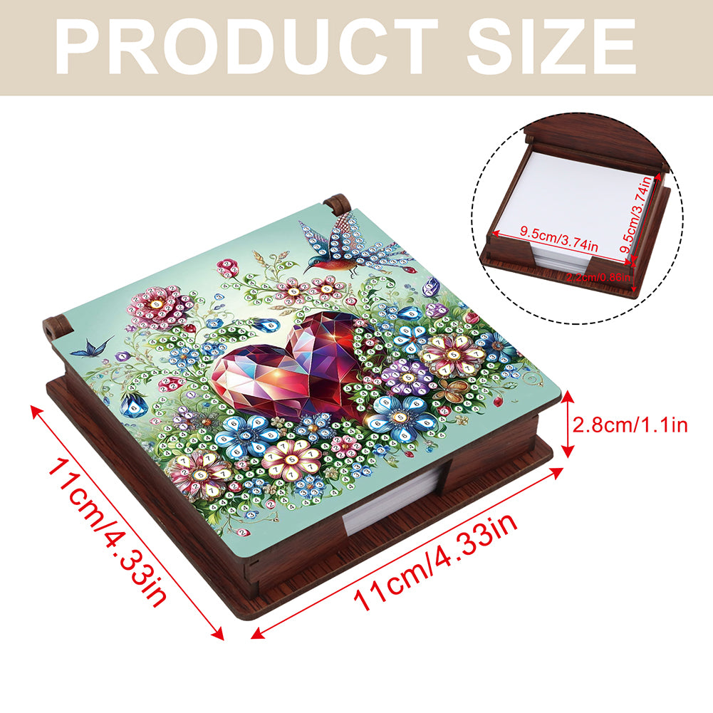 Wood Animals Diamond Art Note Box with 160 Sheets of Paper for Adults Beginners