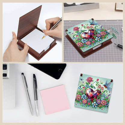 Wood Animals Diamond Art Note Box with 160 Sheets of Paper for Adults Beginners
