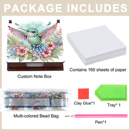 Wood Animals Diamond Art Note Box with 160 Sheets of Paper for Adults Beginners