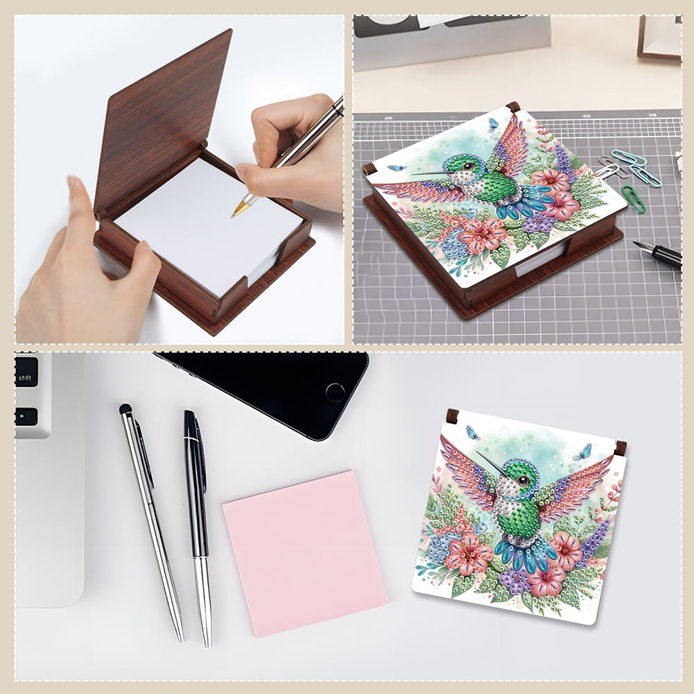 Wood Animals Diamond Art Note Box with 160 Sheets of Paper for Adults Beginners