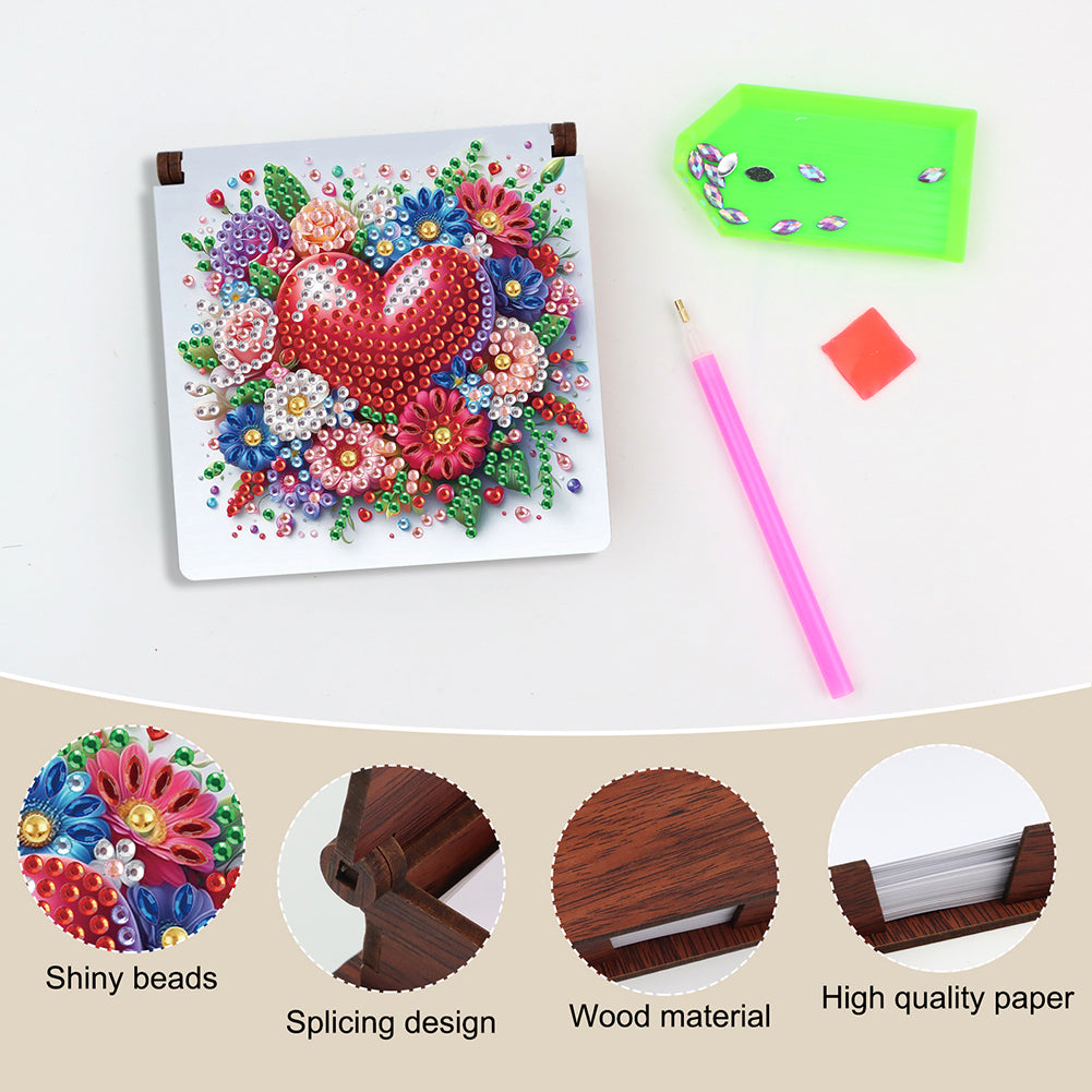 Wood Animals Diamond Art Note Box with 160 Sheets of Paper for Adults Beginners