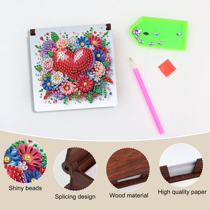 Wood Animals Diamond Art Note Box with 160 Sheets of Paper for Adults Beginners