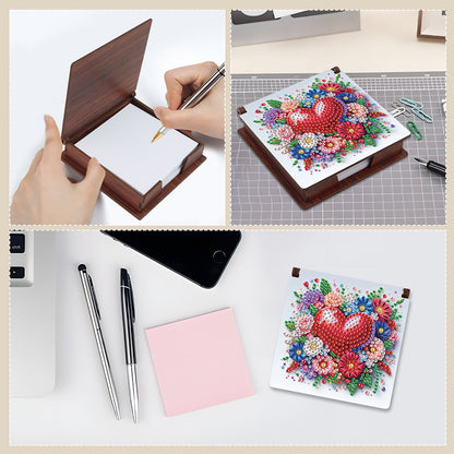 Wood Animals Diamond Art Note Box with 160 Sheets of Paper for Adults Beginners