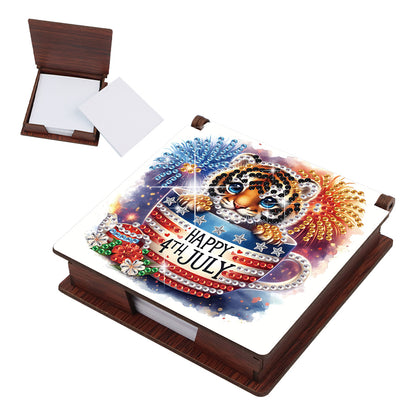 Wood Animals Diamond Art Note Box with 160 Sheets of Paper for Adults Beginners