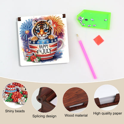 Wood Animals Diamond Art Note Box with 160 Sheets of Paper for Adults Beginners