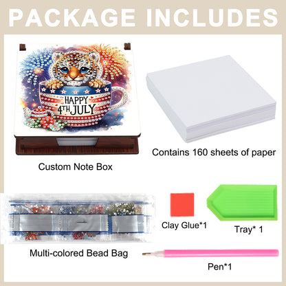 Wood Animals Diamond Art Note Box with 160 Sheets of Paper for Adults Beginners