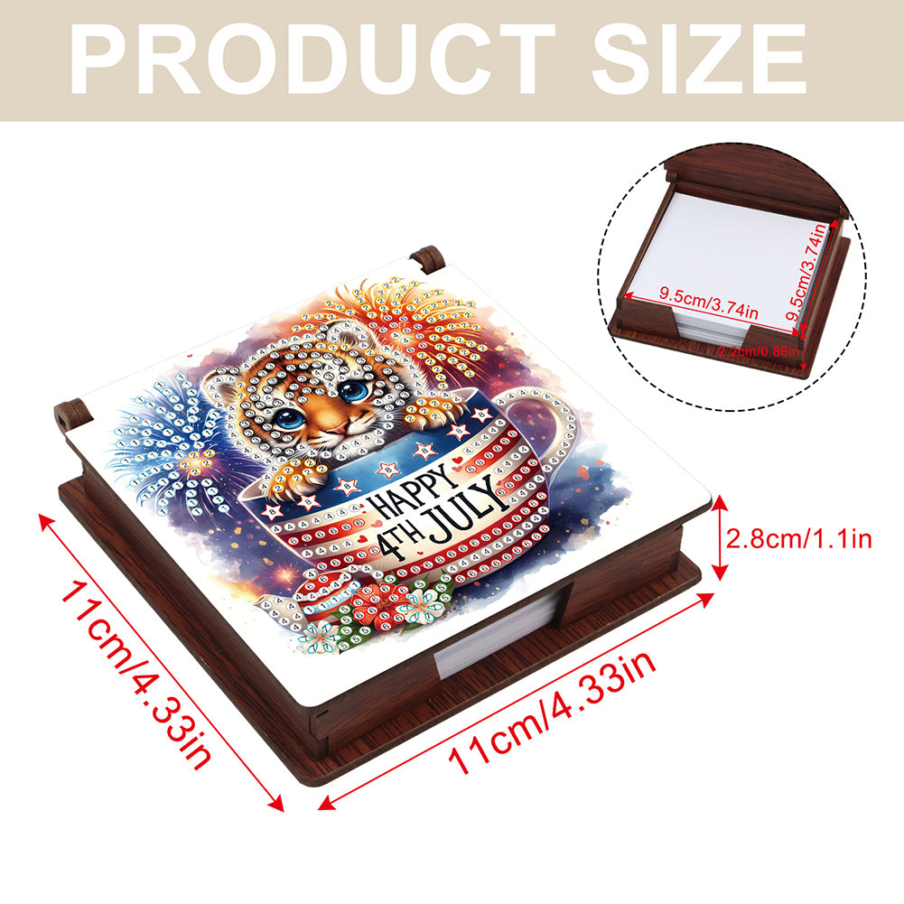 Wood Animals Diamond Art Note Box with 160 Sheets of Paper for Adults Beginners