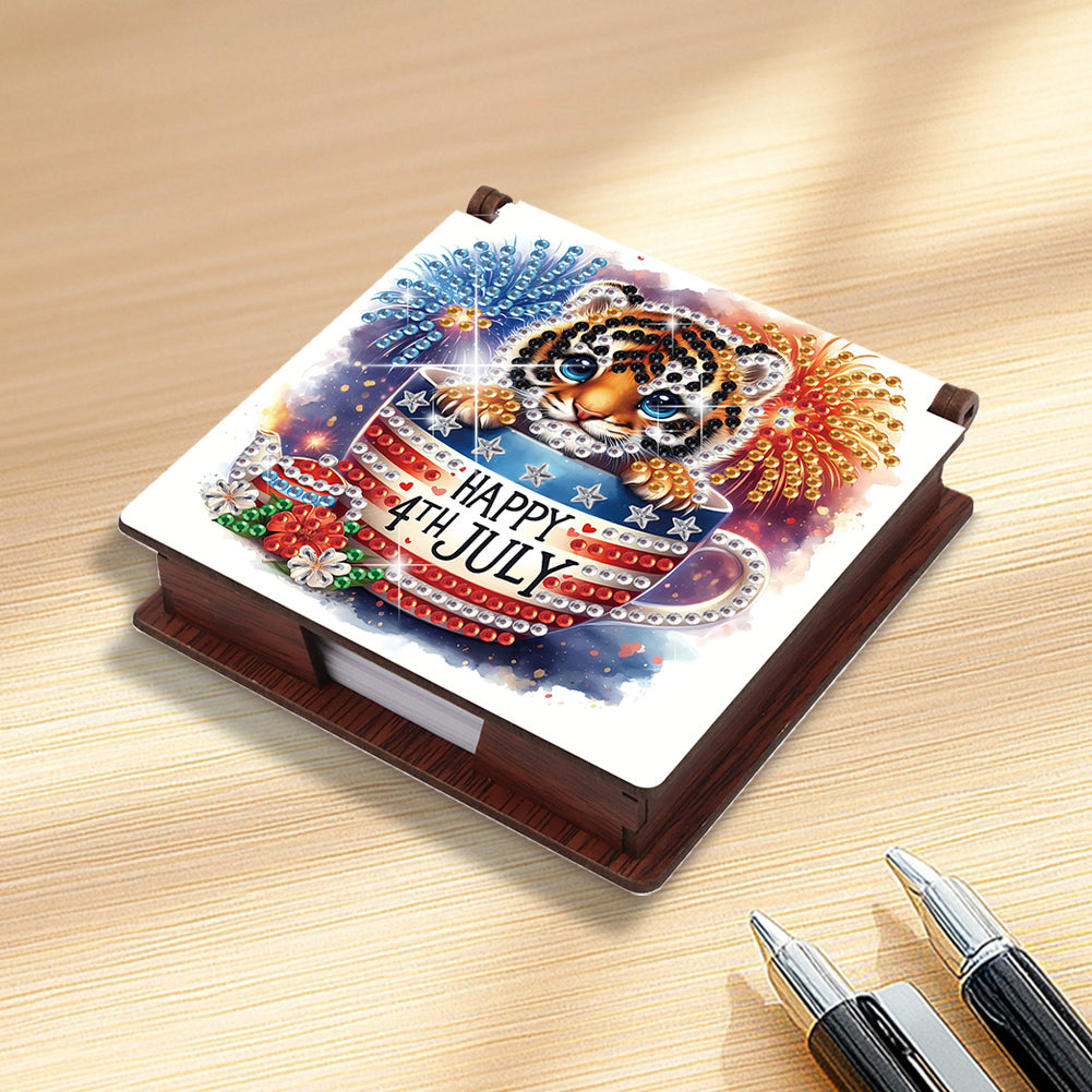 Wood Animals Diamond Art Note Box with 160 Sheets of Paper for Adults Beginners