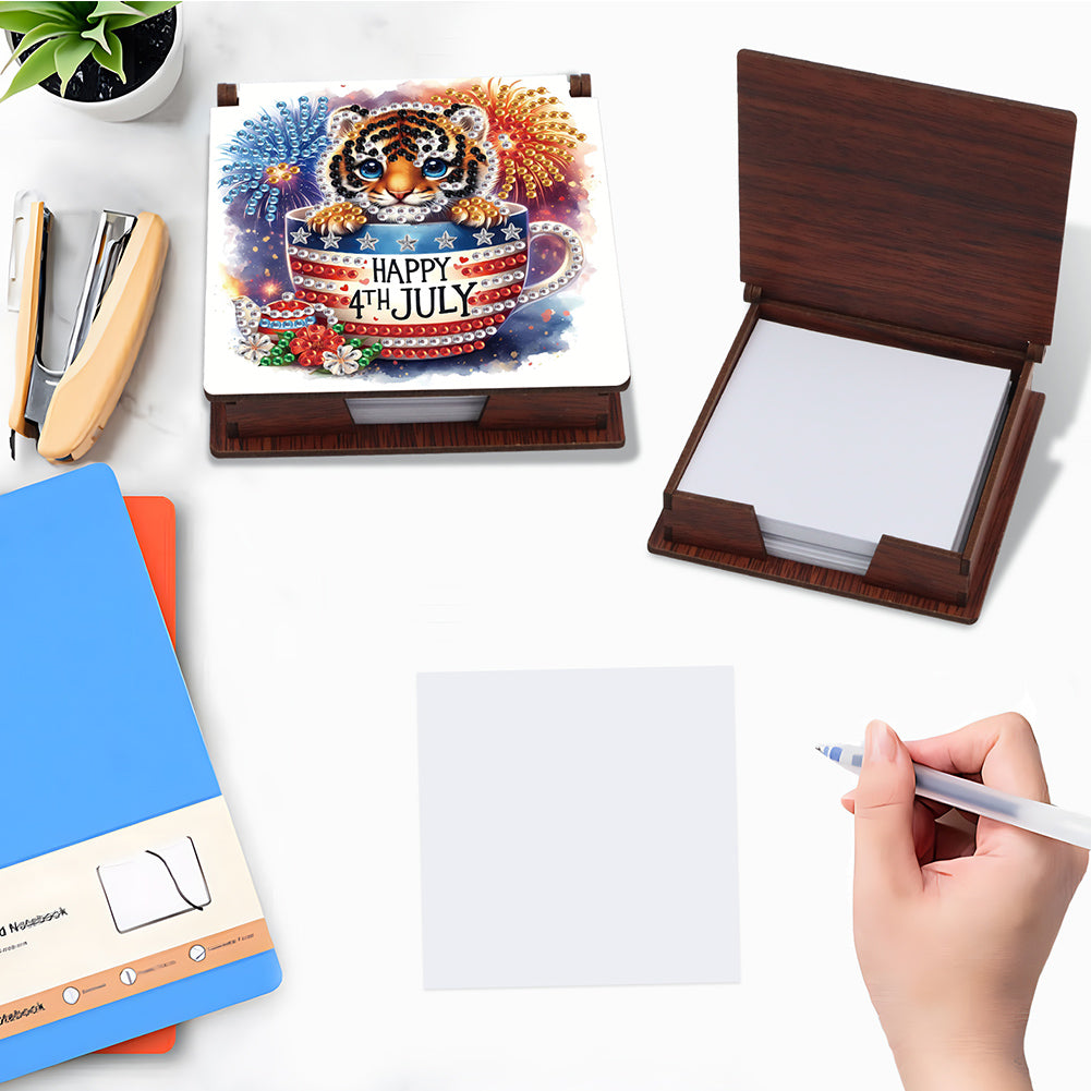 Wood Animals Diamond Art Note Box with 160 Sheets of Paper for Adults Beginners