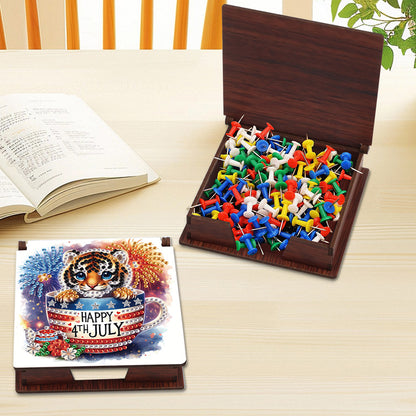 Wood Animals Diamond Art Note Box with 160 Sheets of Paper for Adults Beginners