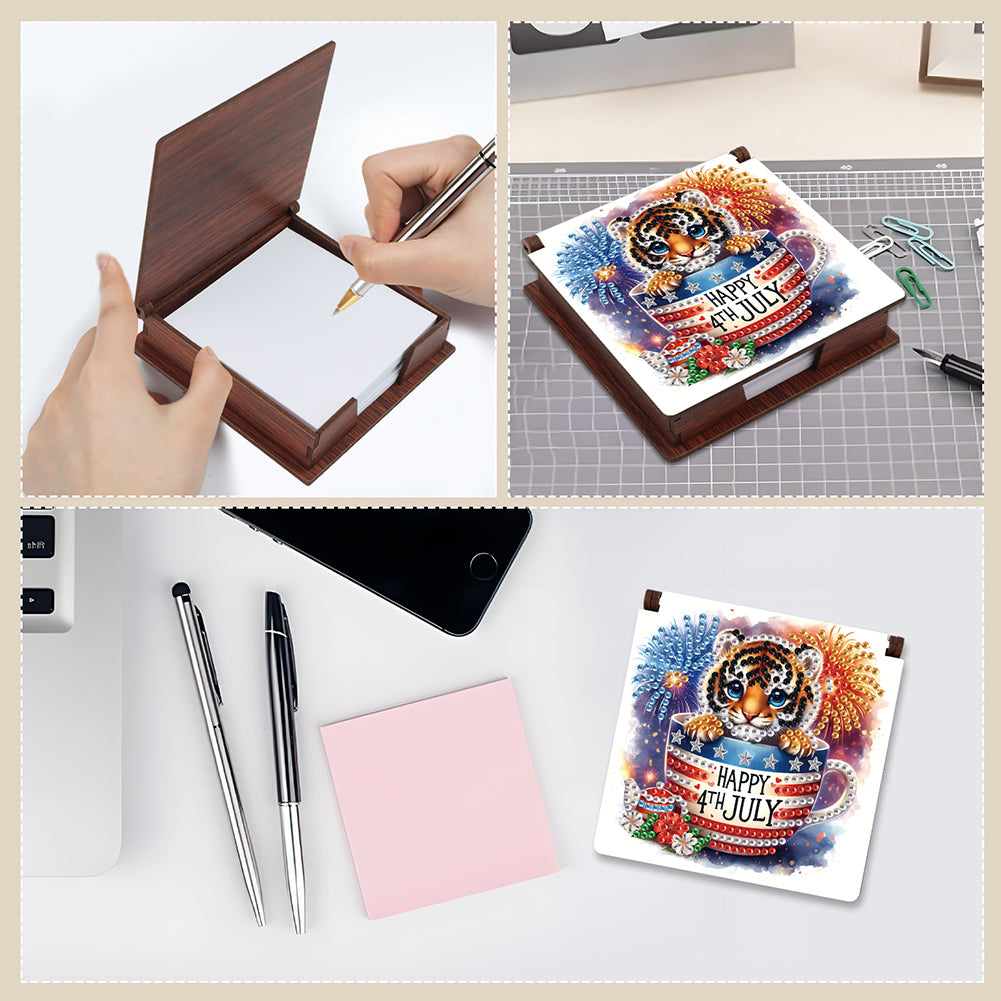 Wood Animals Diamond Art Note Box with 160 Sheets of Paper for Adults Beginners