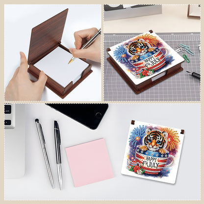 Wood Animals Diamond Art Note Box with 160 Sheets of Paper for Adults Beginners