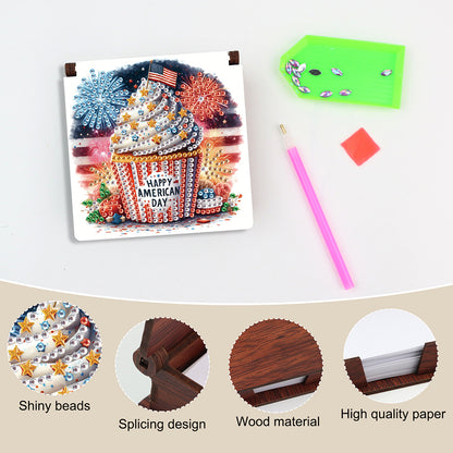Wood Animals Diamond Art Note Box with 160 Sheets of Paper for Adults Beginners