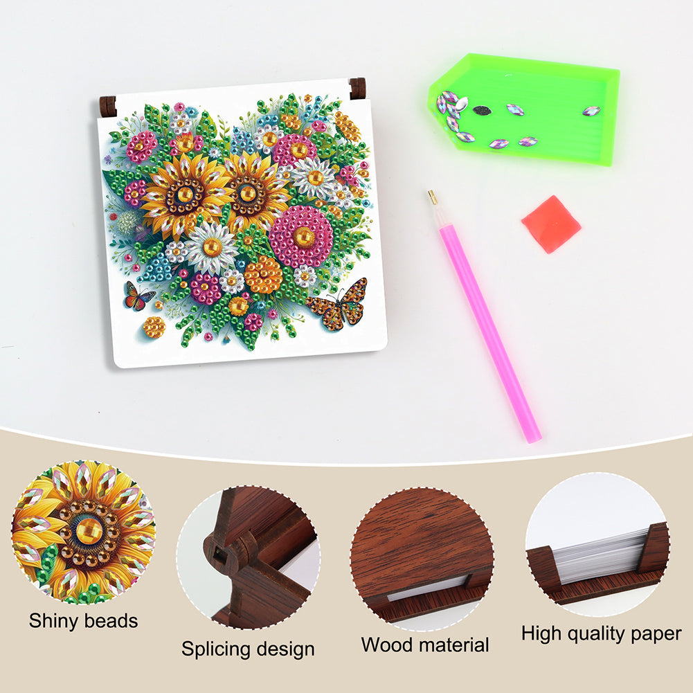 Wood Animals Diamond Art Note Box with 160 Sheets of Paper for Adults Beginners