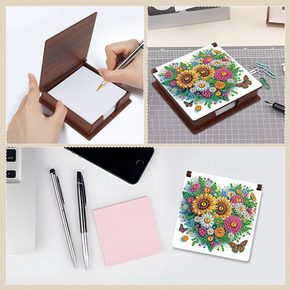 Wood Animals Diamond Art Note Box with 160 Sheets of Paper for Adults Beginners