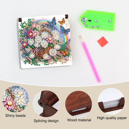Wood Animals Diamond Art Note Box with 160 Sheets of Paper for Adults Beginners