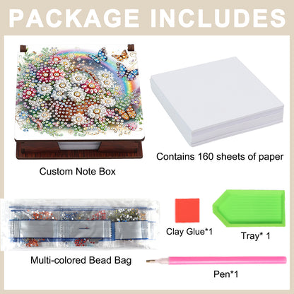 Wood Animals Diamond Art Note Box with 160 Sheets of Paper for Adults Beginners
