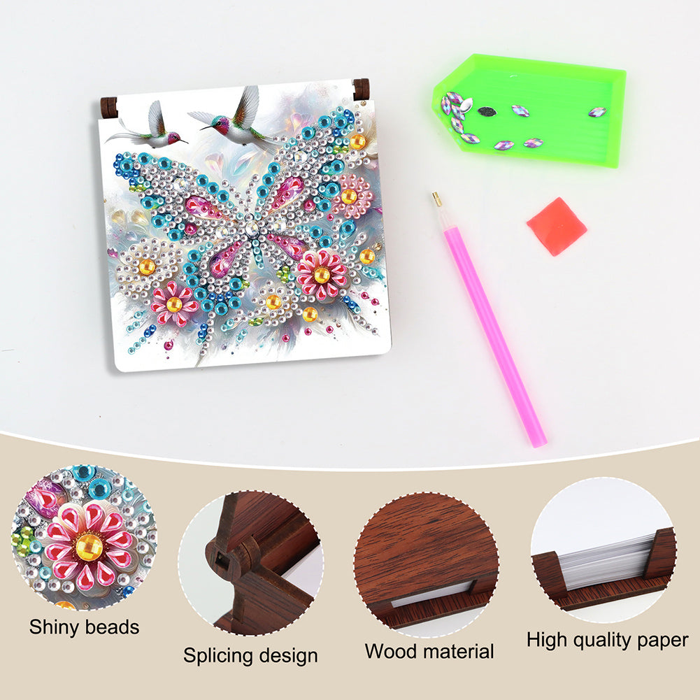 Wood Animals Diamond Art Note Box with 160 Sheets of Paper for Adults Beginners