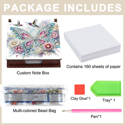Wood Animals Diamond Art Note Box with 160 Sheets of Paper for Adults Beginners