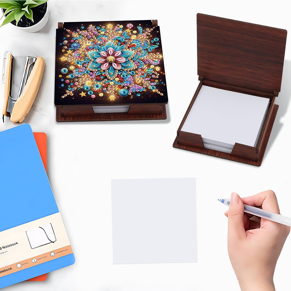 Wood Animals Diamond Art Note Box with 160 Sheets of Paper for Adults Beginners