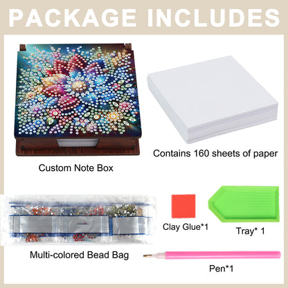 Wood Animals Diamond Art Note Box with 160 Sheets of Paper for Adults Beginners