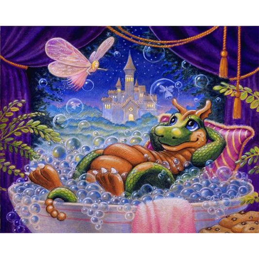 Little Dragon Taking A Bath - Full Square Drill Diamond Painting 50*40CM
