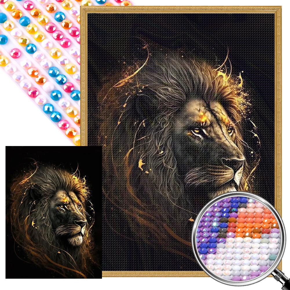 Blond Lion - Full AB Round Drill Diamond Painting 40*55CM