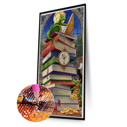 Little Dragon On The Book - Full Square Drill Diamond Painting 40*60CM