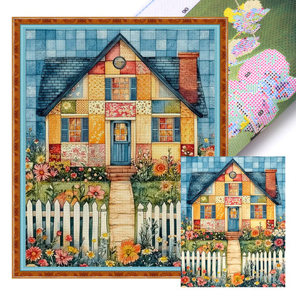 Colorful Patchwork Hut - 11CT Stamped Cross Stitch 40*50CM