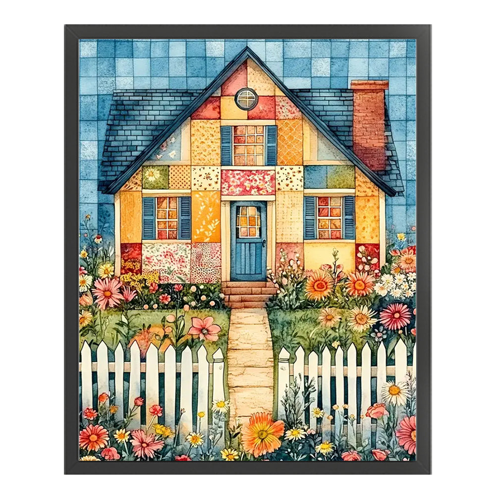 Colorful Patchwork Hut - 11CT Stamped Cross Stitch 40*50CM