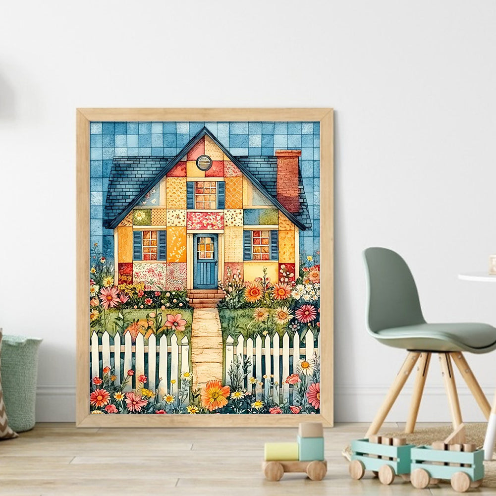 Colorful Patchwork Hut - 11CT Stamped Cross Stitch 40*50CM
