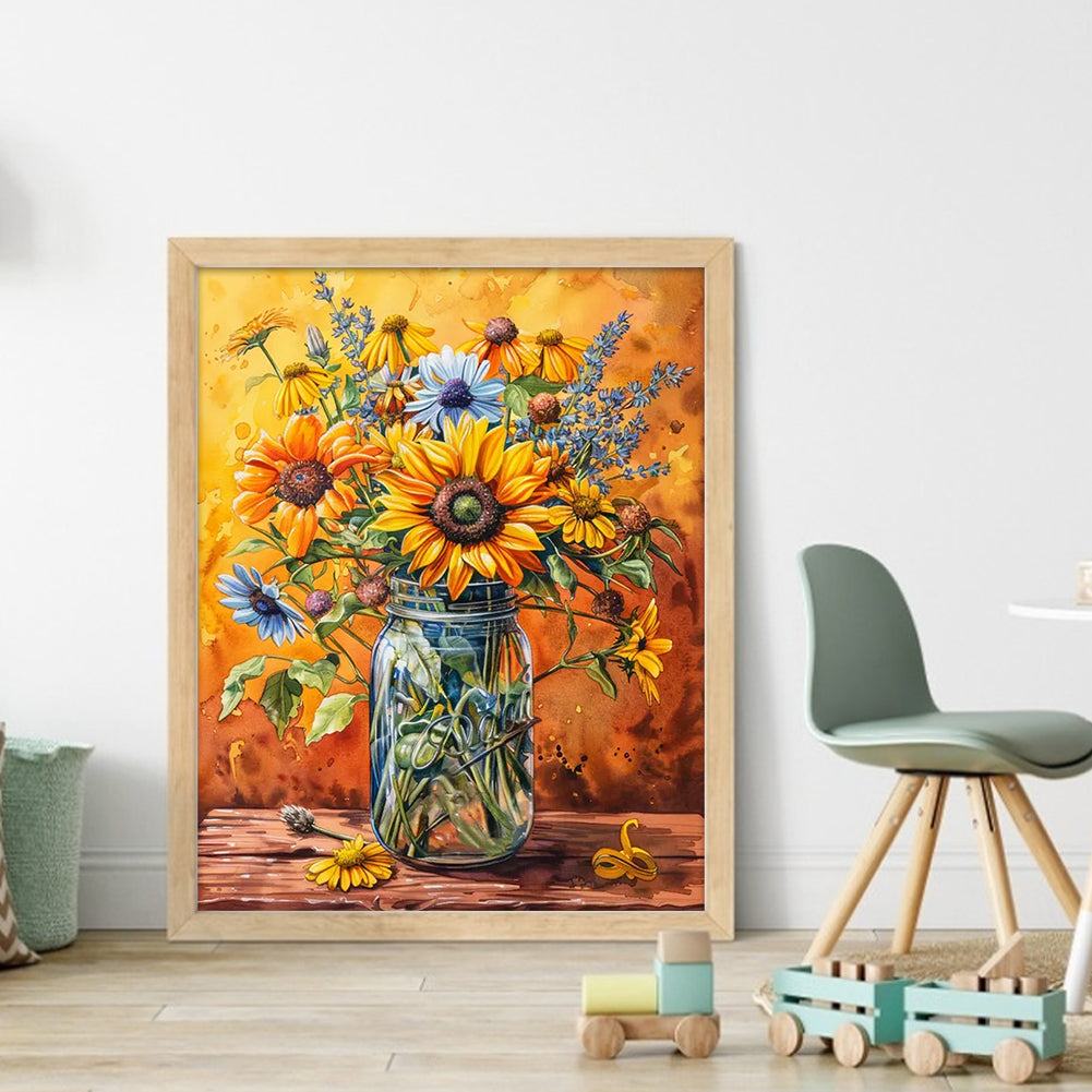 Sunflower Vase - 11CT Stamped Cross Stitch 40*50CM