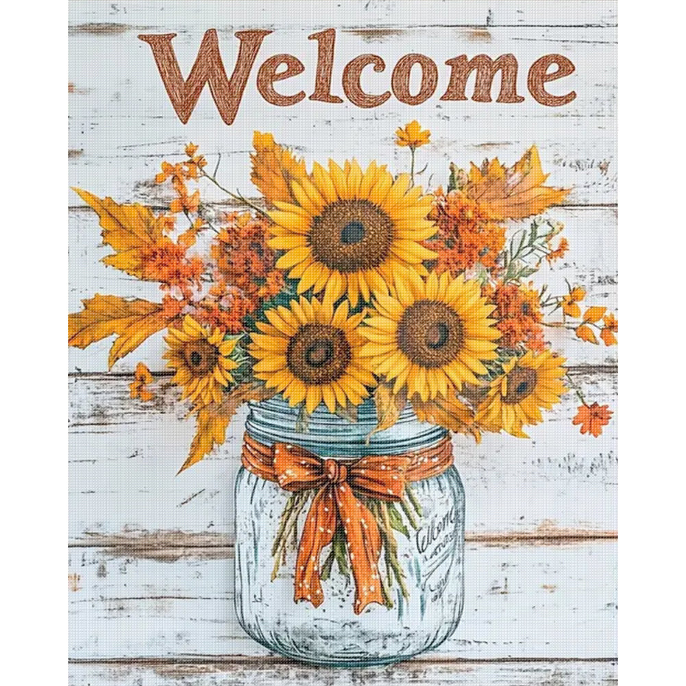 Sunflower Vase - 11CT Stamped Cross Stitch 40*50CM