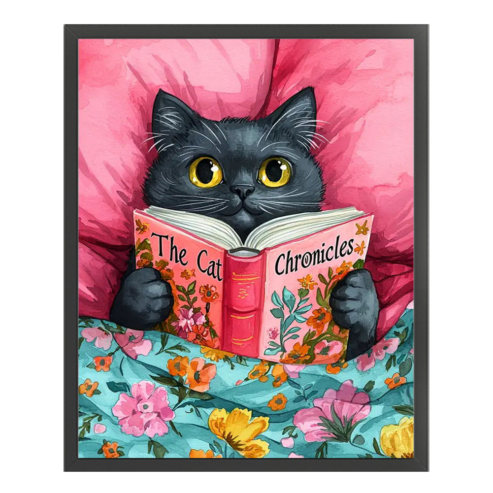 Reading Cat - 11CT Stamped Cross Stitch 40*50CM