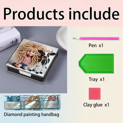 Leather 5D Diamond Painting Kit Note Box Diamond Art Notepad Box for Home Office