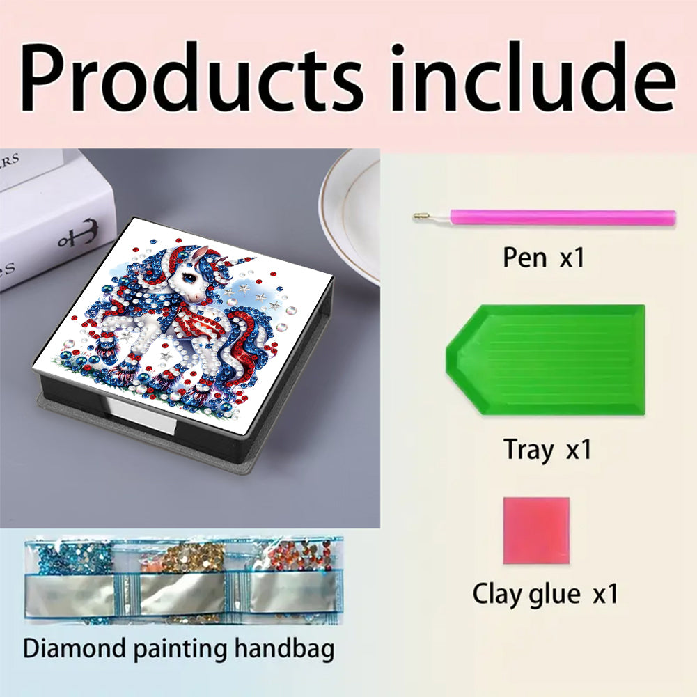 Leather 5D Diamond Painting Kit Note Box Diamond Art Notepad Box for Home Office