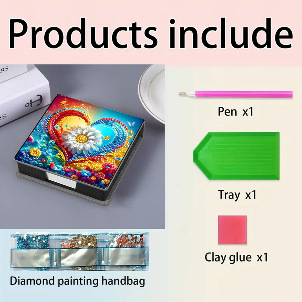 Leather 5D Diamond Painting Kit Note Box Diamond Art Notepad Box for Home Office