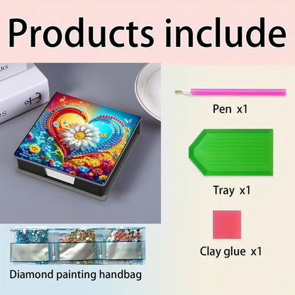 Leather 5D Diamond Painting Kit Note Box Diamond Art Notepad Box for Home Office
