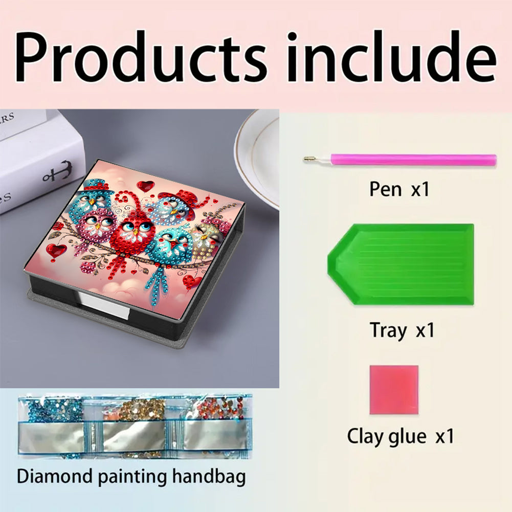 Leather 5D Diamond Painting Kit Note Box Diamond Art Notepad Box for Home Office