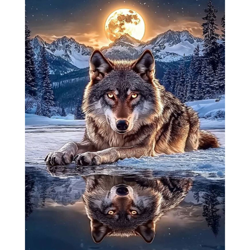 Moon Wolf - Full Round Drill Diamond Painting 40*50CM
