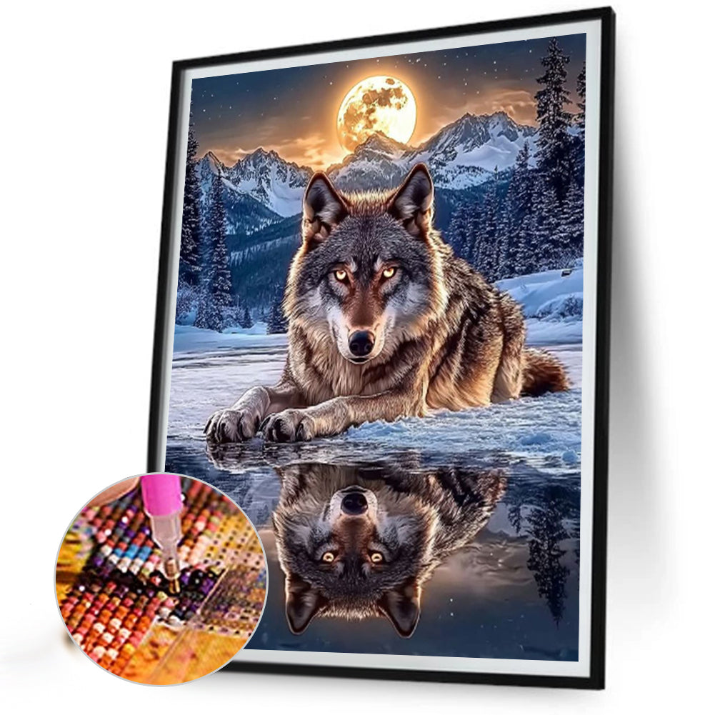 Moon Wolf - Full Round Drill Diamond Painting 40*50CM